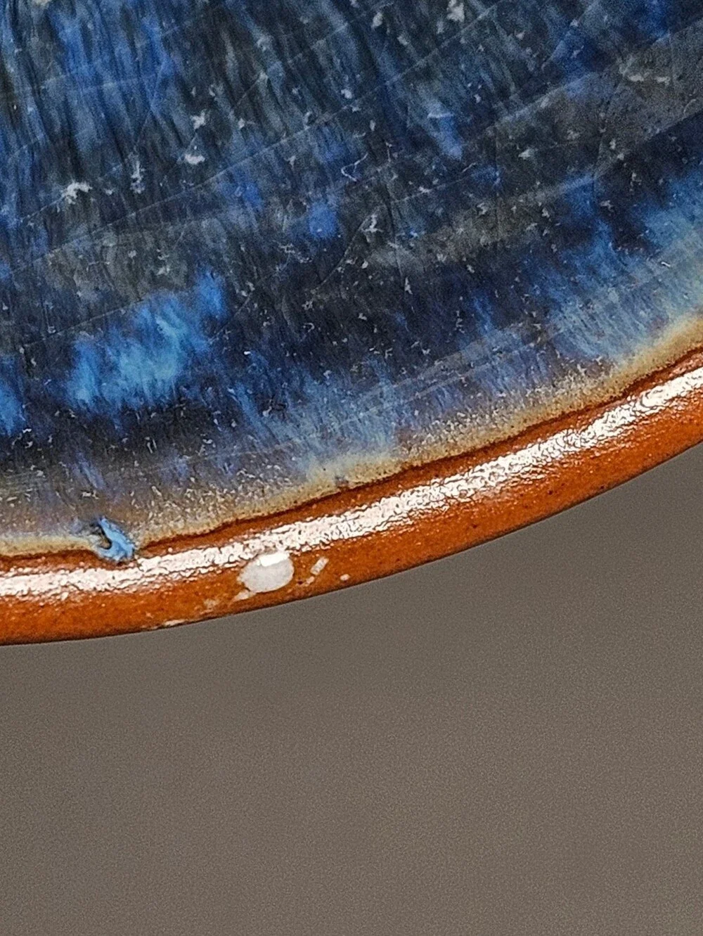 Rustic Glazed Small Pottery Bowl Dbl Handle Hand Made Blue Glaze